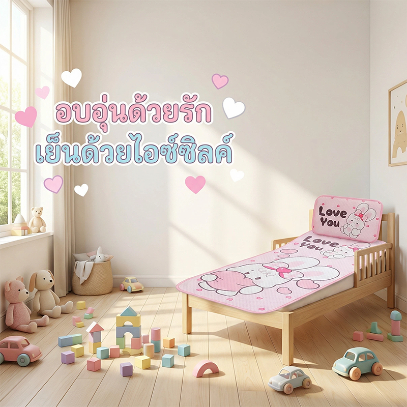 ที่นอนเด็ก ที่นอน ที่นอนผ้าไหมน้ำแข็ง ผ้าไหมน้ำแข็งกันไรฝุ่น ซักด้วยเครื่องซักผ้าได้ ราคา ถูกที่สุด ดีลบีเคเค แกลเลอรีภาพที่ 4