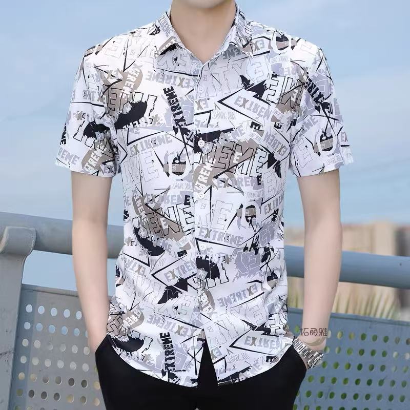 เสื้อเชิ้ต  คอปก/แขนสั้น เสื้อฮาวาย เสื้อแขนสั้นผู้ชายM/L/XL/2XL/3XLunisex oversize คนอ้วนก็ใส่ได้ – โปรปัง