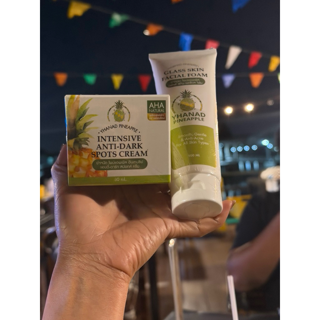 YHANAD PINEAPPLE INTENSIVE ANTI-DARK SPOTS CREAM & YHANAD PINEAPLE GLASS SKIN FACIAL FOAM