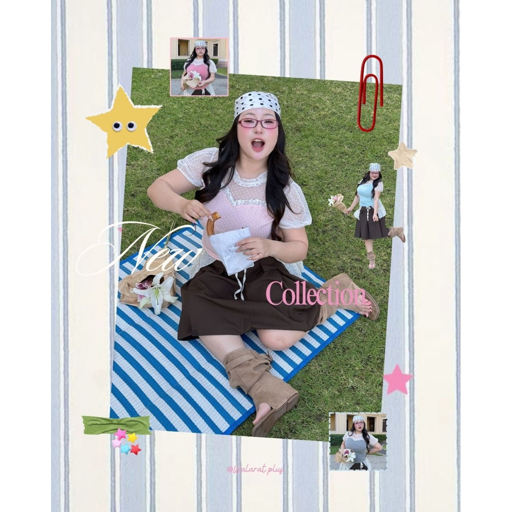 WP0154 พร้อมส่ง เสื้อลูกไม้ Polkadot