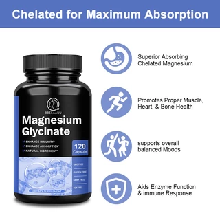 Magnesium Glycinate 200mg 120pc ；Vitamin D ；Vitamin B6 บรรเทาอาการปวดขา คุณภาพการนอนหลับ สุขภาพหัวใจ✨