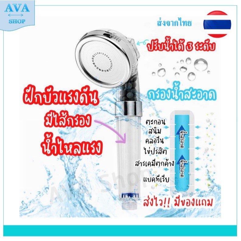 AVA Shop ฝักบัวอนามัย ฝักบัวกรองน้ำ ฝักบัวมีกรอง สะอาดมั่นใจกว่า สามารถเปลี่ยนไส้กรองเองได้