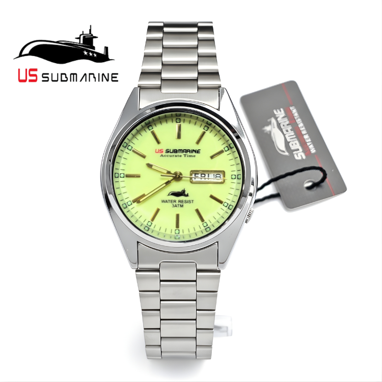 US SUBMARINE นาฬิกาข้อมือผู้ชายบอกวันที่และสัปดาห์ กันน้ำได้ พร้อมส่ง