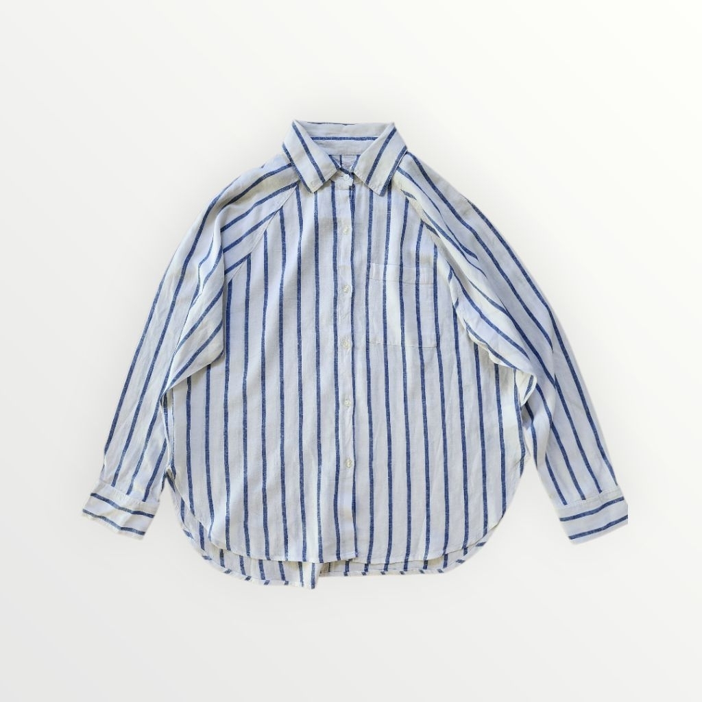 เสื้อเชิ้ตลินินเบลนลายทาง Minimal Linen Blend Shirt | ญี่ปุ่นสไตล์มินิมอล ใส่สบาย - รูปที่ 3