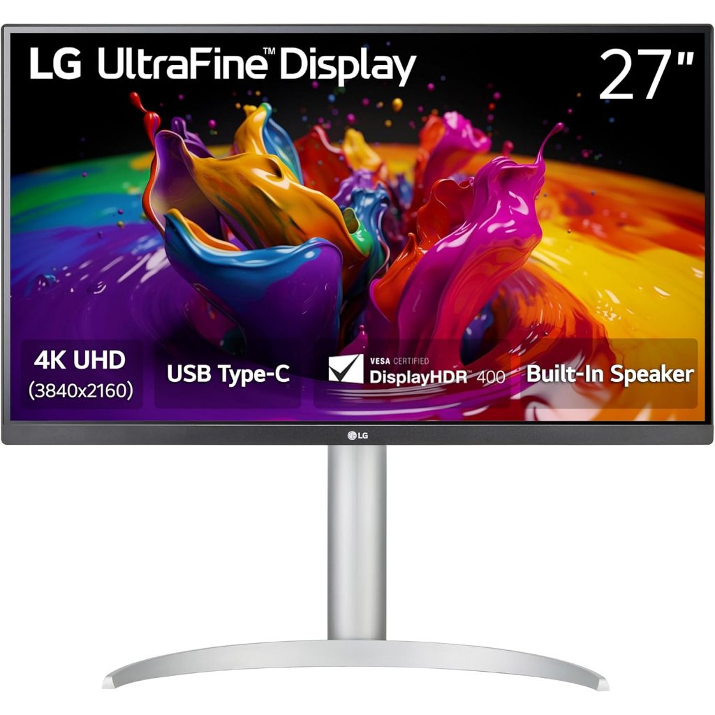 LG 27UP850K-W 27-inch Ultrafine 4K UHD IPS Computer Monitor, 60Hz, DisplayHDR 400, Speaker, USB Type