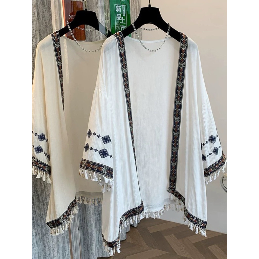 [พร้อมส่ง] เสื้อคลุมโบฮีเมียน เสื้อคลุมผู้หญิง เสื้อคลุมไปทะเล – โปรปัง