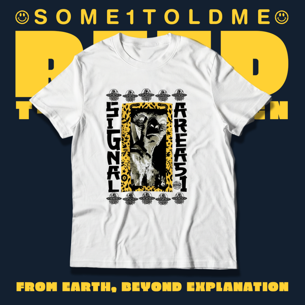 REED Signal Area51 T-Shirt เสื้อยืดลาย UFO Area51 แนวสตรีท อาร์ต ลึกลับ