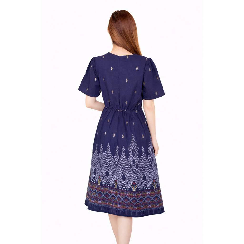 ชุด2in1 มีซิปหลังและสม็อคหลัง แต่งกระดุมจีน 4 อัน เดรส Dress เสื้อผ้าผู้หญิง ชุดทำงาน ชุดผ้าไทย - รูปที่ 7