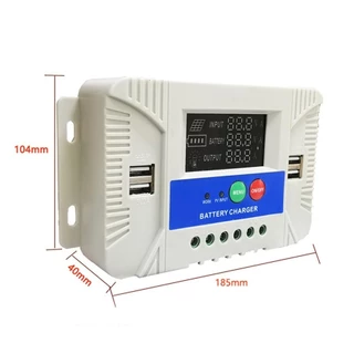 PWM 30A โซล่าชาร์จเจอร์ Solar Charge Controller แบตเตอรี่ 12V/24V LCD Display 4 USB Solar Panel Charger
