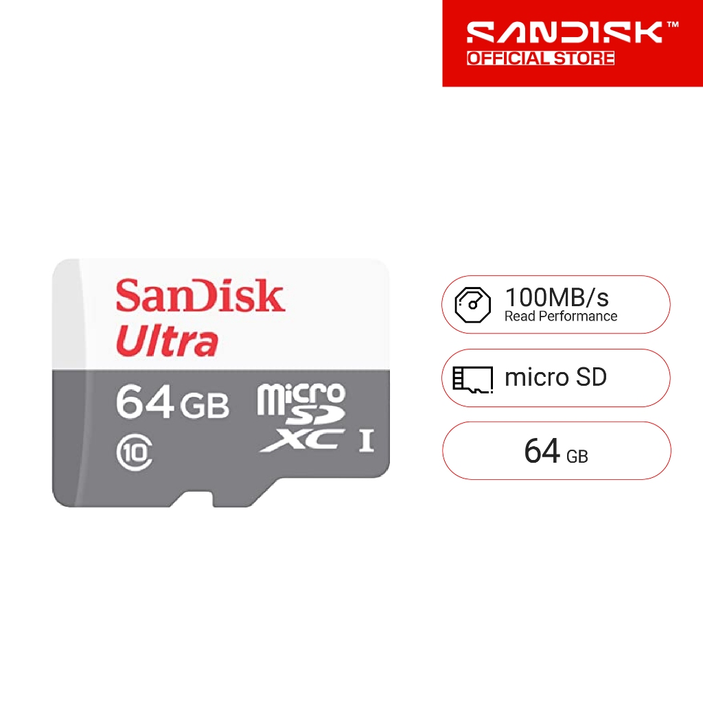 SanDisk Ultra microSDXC UHS-I Class10 ความจุ 64GB (SDSQUNR-064G-GN3MN, Micro SD) ความเร็ว 100MB/s – โปรปัง