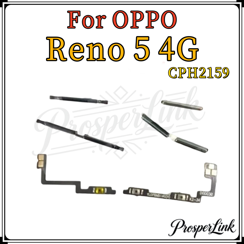 สําหรับ OPPO Reno 5 4G CPH2159 ปุ่มเปิดปิดปุ่มสวิทช์ด้านข้าง Key Volume Up Down Flex สายโทรศัพท์มือถือ Part