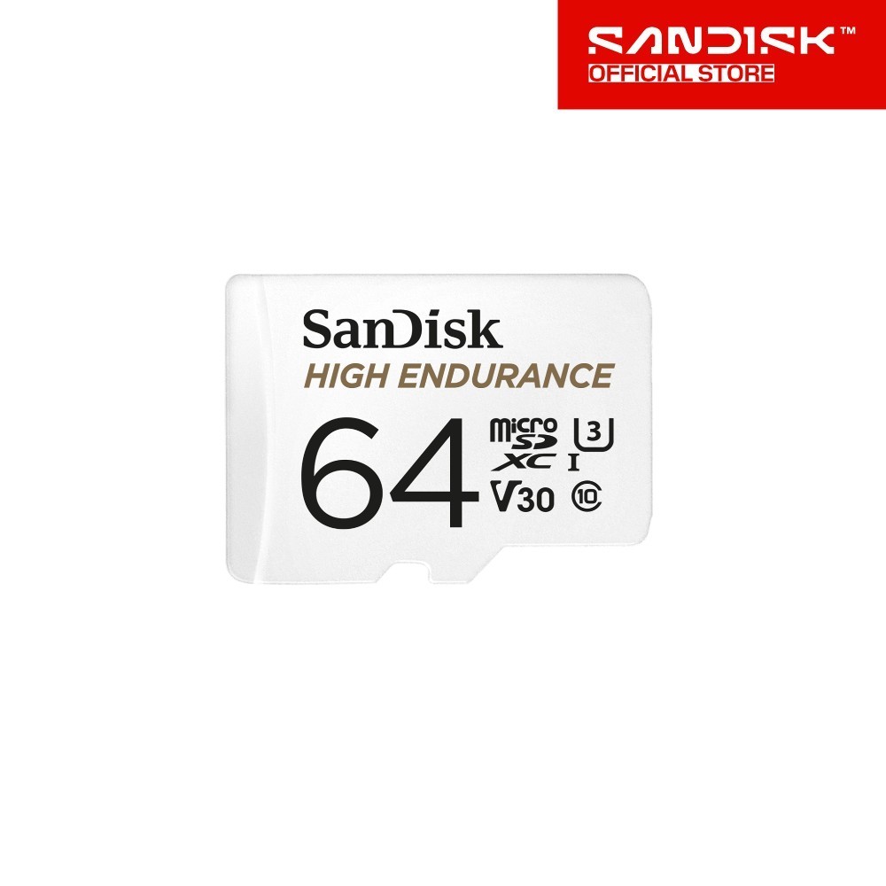 SanDisk High Endurance microSD 64GB (SDSQQNR-064G-GN6IA) สำหรับกล้องวงจรปิด ความเร็วสูงสุดอ่าน 100 MB/s เขียน 40 MB/s