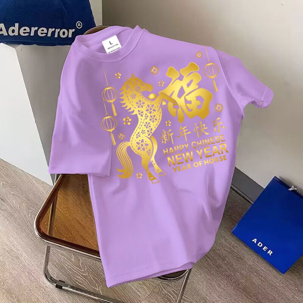 BK-1459-SHORT เสื้อยืดลายHappy Chinese New Yearพร้อมส่ง10สีลายขายดีตามเทรนด์ ลายน่ารัก สีสันสดใสน่ารัก ใส่ได้ทั้งญและช - รูปที่ 5