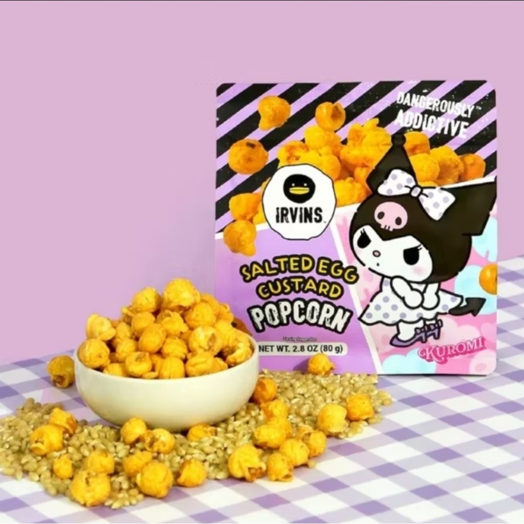 IRVINS | Kuromi Popcorn Salted Egg ป๊อปคอร์นเคลือบคาราเมล รสไข่เค็ม 80g [C]