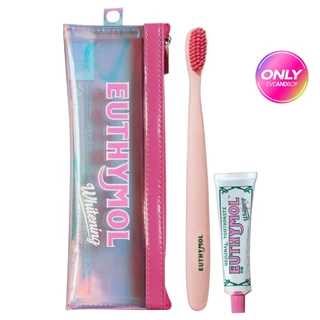 EUTHYMOL - Whitening travel kit (Toothpaste 20g +Toothbrush) ยูทีมอล ไวท์เทนนิ่ง ทราเวล คิท (ทูธเพสท์ 20 กรัม + ทูธบรัช)