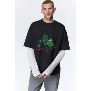 H&M(เอชแอนด์เอ็ม) เสื้อยืดทรงโอเวอร์ไซส์ Men Oversized Fit T-shirt 1159823_16