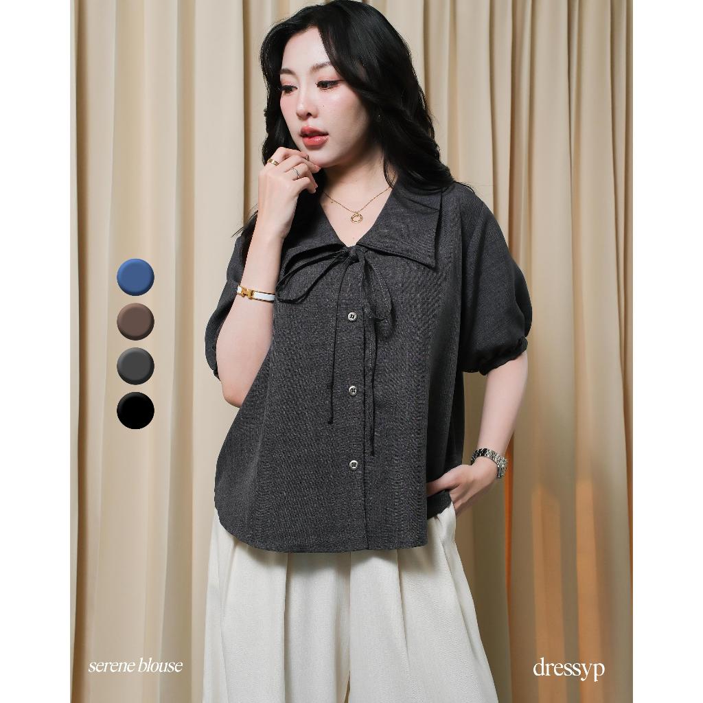 dressyp - Serene Blouse เสื้อคอปก ดีไซน์สุดคลาสสิค ดีเทลผูกโบว์ แขนตุ๊กตา ทรงปล่อย dp366