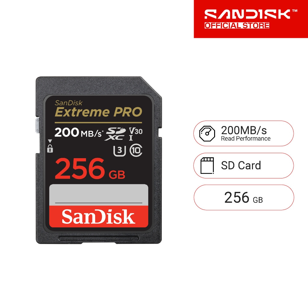 SANDISK EXTREME PRO SDXC UHS-I CARD 256GB (SDSDXXD-256G-GN4IN) ความเร็วอ่าน 200MB/s เขียน 140MB/s
