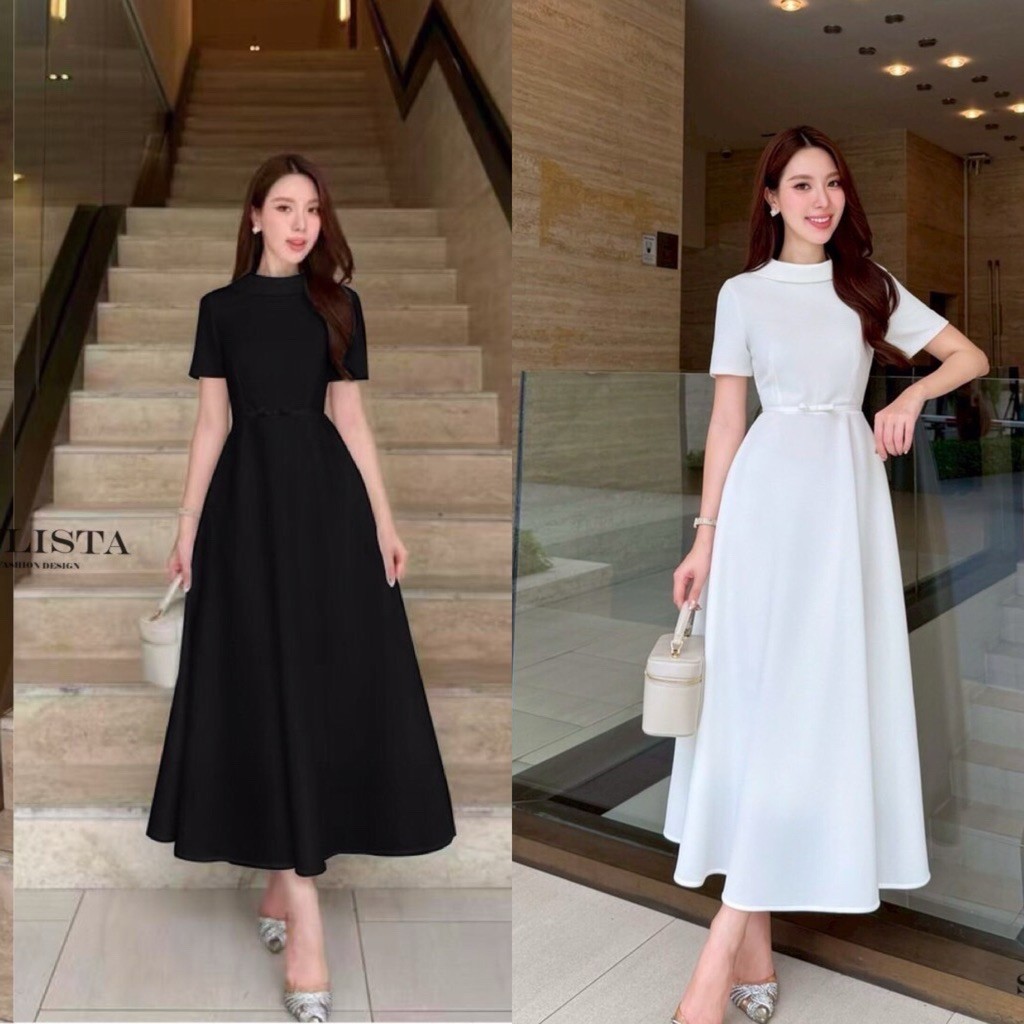 เดรสสีขาว เดรสสีดำเรียบหรูดูแพง Stylista ST95200