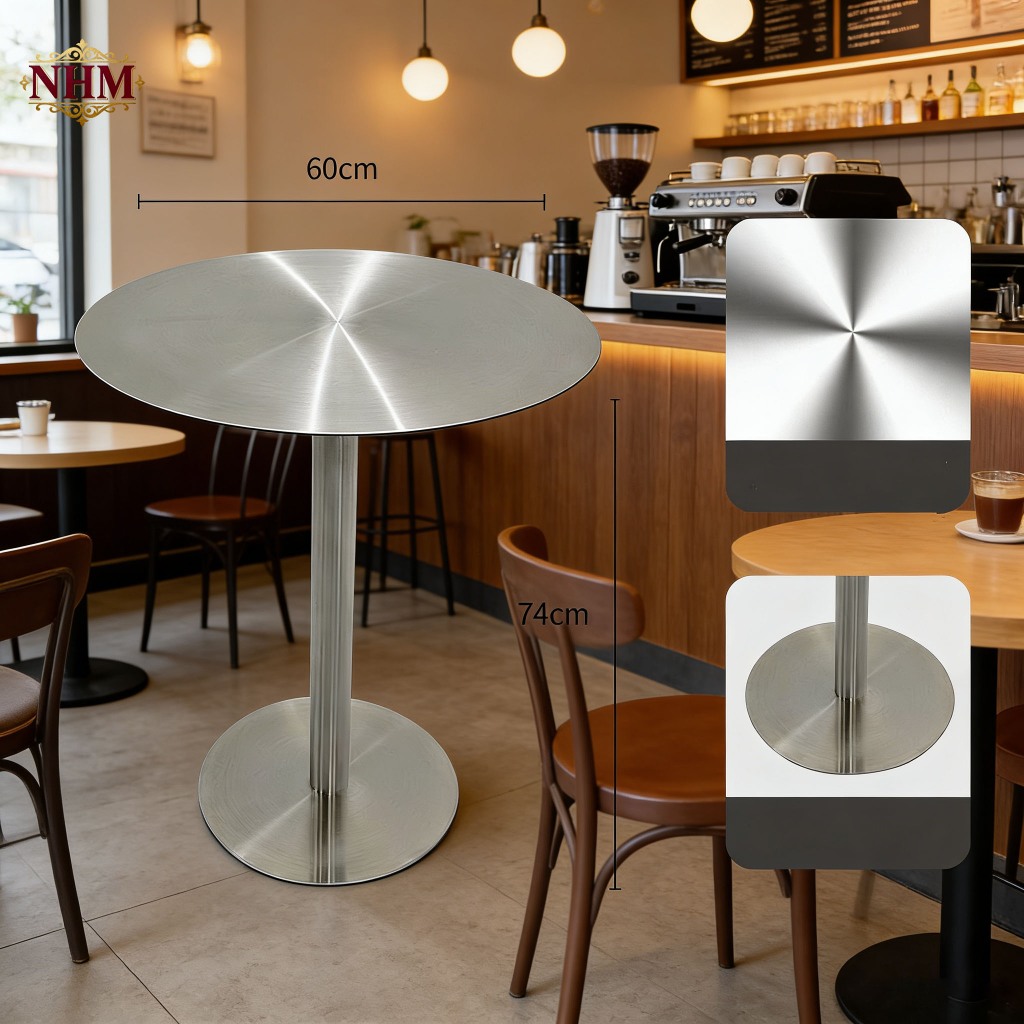 โต๊ะสแตนเลส กลม&สี่เหลี่ยม  Stainless steel table  สไตล์เกาหลี มินิมอล  แข็งแรง โต๊ะคาเฟ่ ร้านอาหาร