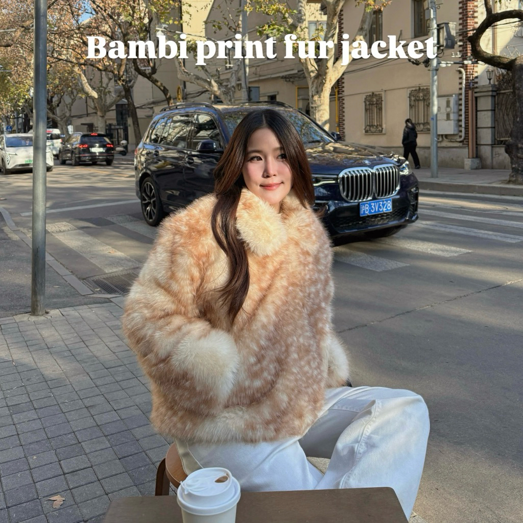 (wint.) Bambi Print Fur Jacket เสื้อขนเฟอร์ลายกวาง🦌 ขนนุ่มฟูมาก อุ่นมาก