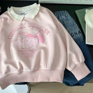 Babyonline(Y017)2J3-4 (ส่งด่วน1วัน)เสื้อแขนยาวสเวตเตอร์กันหนาวผ้านิ่มคอปกสำหรับเด็กหญิงลายน่ารัก