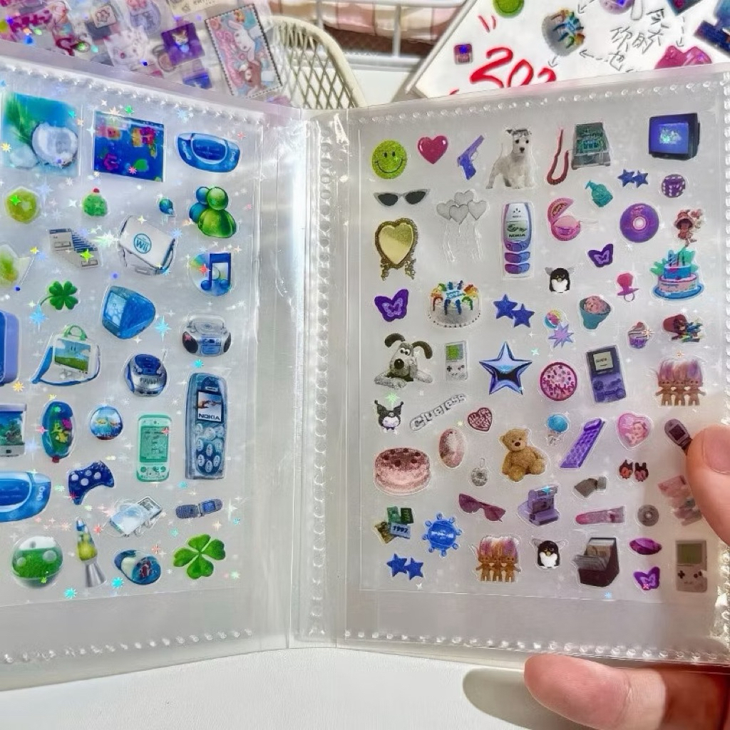 🌟✨พร้อมส่ง!สติ๊กเกอร์กลิตเตอร์ แพค4ชิ้น คละลาย Glitter สไตล์เกาหลี น่ารักมาก ขนาดเล็ก 9*12cm - รูปที่ 5