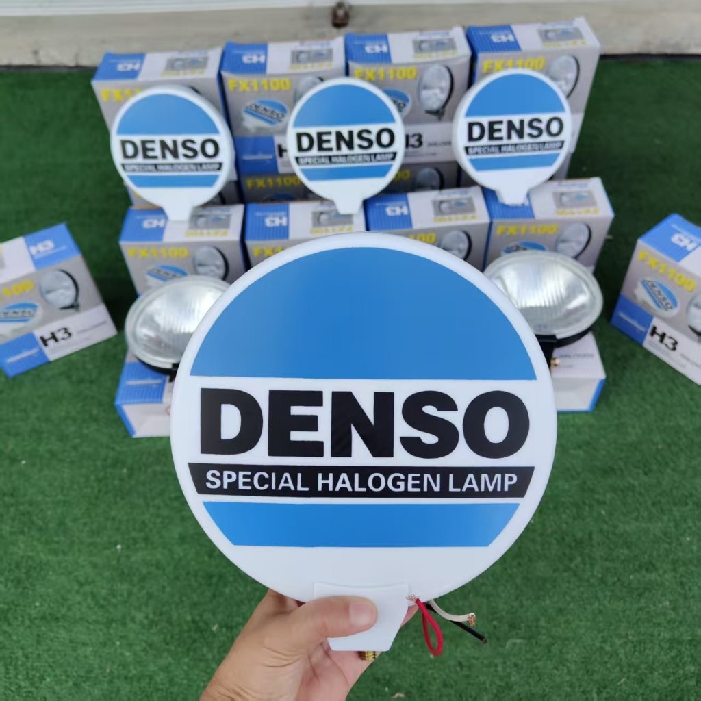 [DENSO] ไฟสปอร์ตไลท์ DENSO (CV100)เลนส์กระจก หน้าใส ขนาด 7” พร้อมฝาครอบและขายึด หลอดสปอร์ตไลท์ฮาโลเยน +ไฟหรี่สีไอซ์บลู