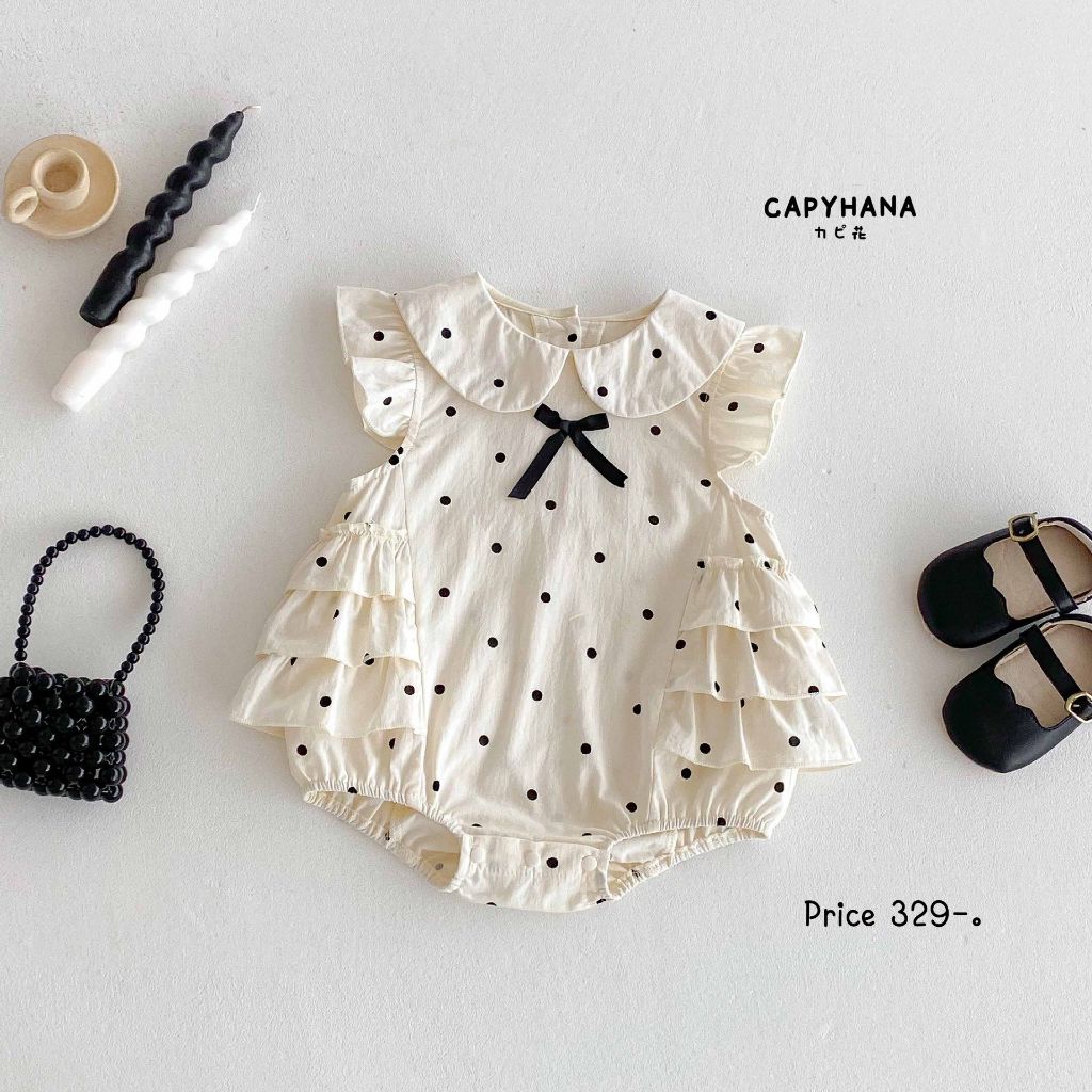 CAPYHANA เสื้อผ้าเด็กทารก ชุดเด็กทารกผู้หญิงน่ารัก ชุดเด็กผู้หญิง (จุดแขนสั้น)