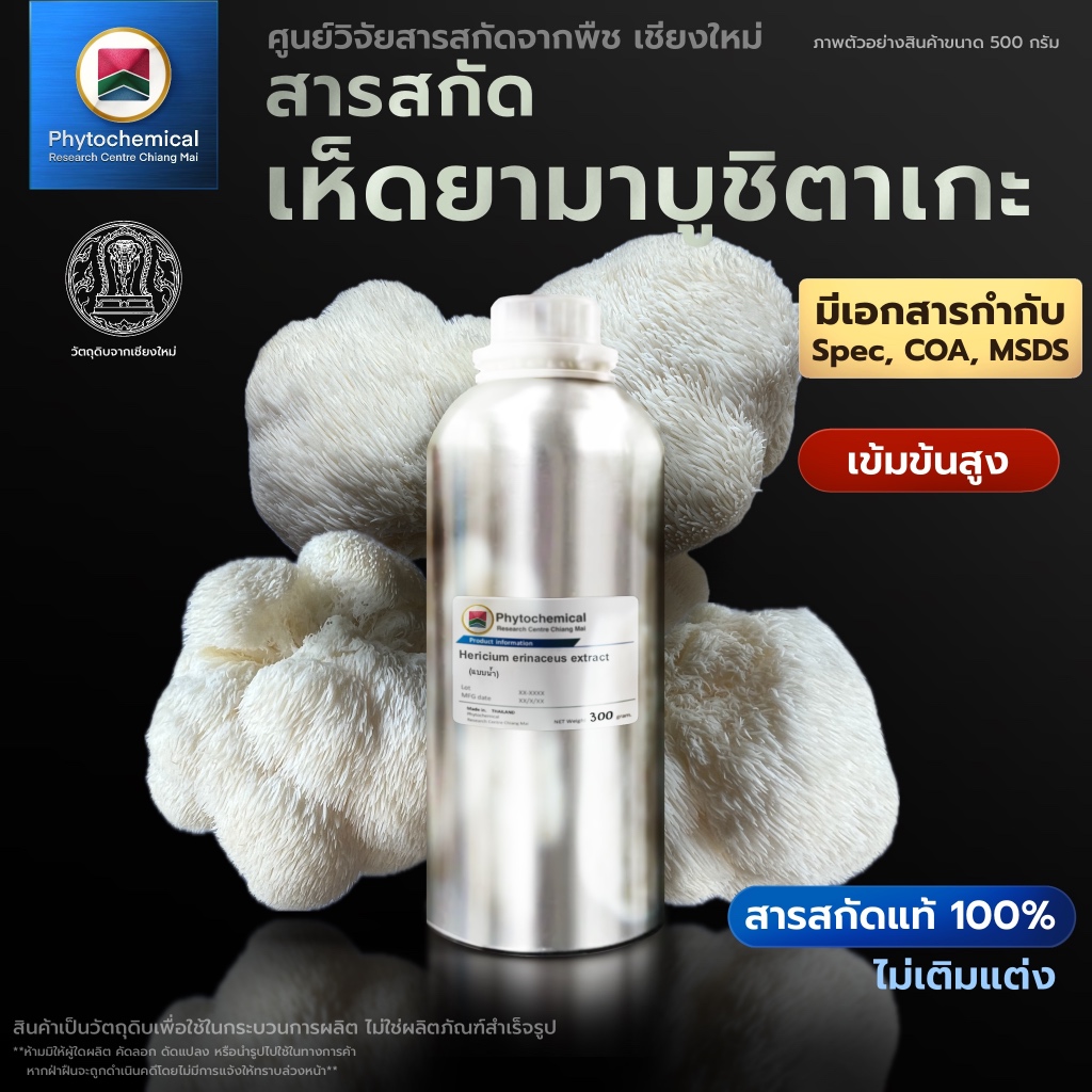 สารสกัดเห็ดยามาบูชิตาเกะ(แบบน้ำ) Lion's Mane mushroom extract | สารสกัดจากพืช สารสกัดสมุนไพร 100% | เข้มข้นสูง 25-100 g.