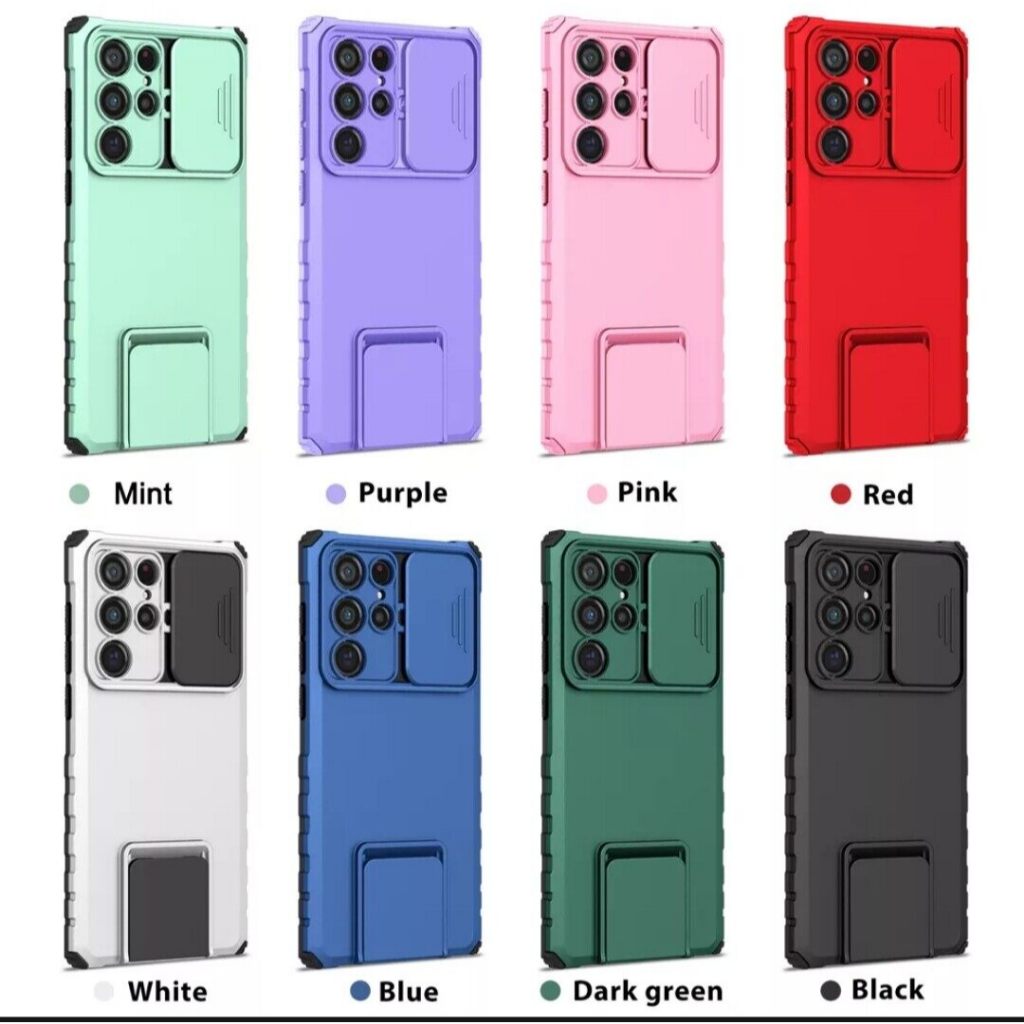 Case for Xiaomi Redmi MI 10T 11T Pro, Note 12 - Slide Camera Window with Invisible Foldable Kickstan