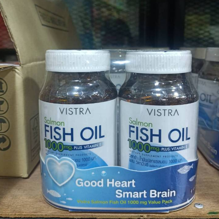 VISTRA Salmon Fish Oil 1000 mg วิสทร้า น้ำมันปลาแซลมอน 1000 มก. ผสม วิตามินอี (ผลิตภัณฑ์เสริมอาหาร)