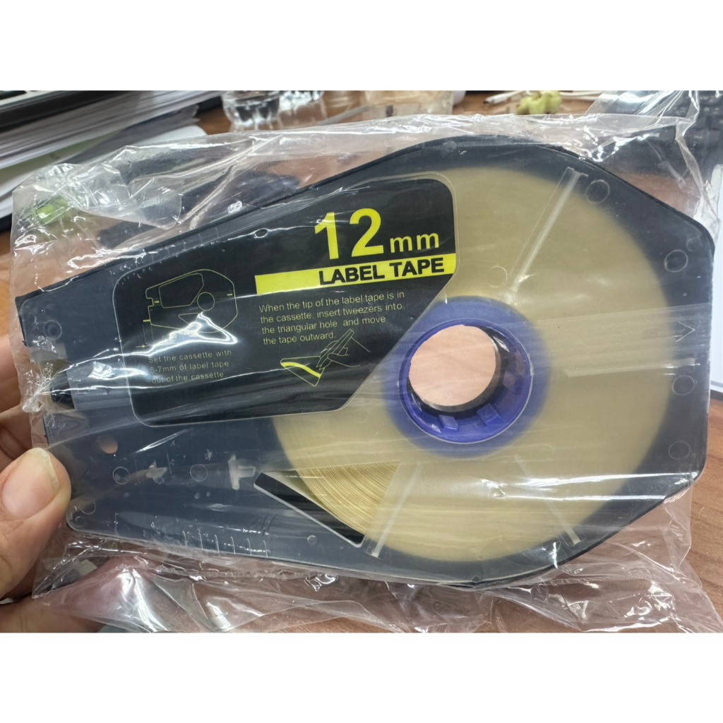 สติ๊กเกอร์ Label 9mm. 12 mm  Yellow เครื่องพิมพ์ CANON รุ่น MK1500 MK2600 MK1100 MK3000 MK5000 5062C