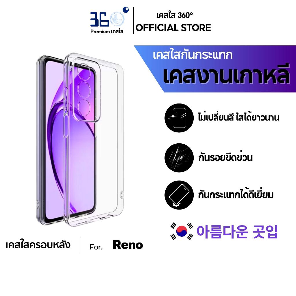 [🇰🇷360°] เคสใสกันกระแทก OPPO Reno 4มุมTPU เคสOPPO Reno 13 reno14f reno15 findx8ultra reno14pro f11pro f9