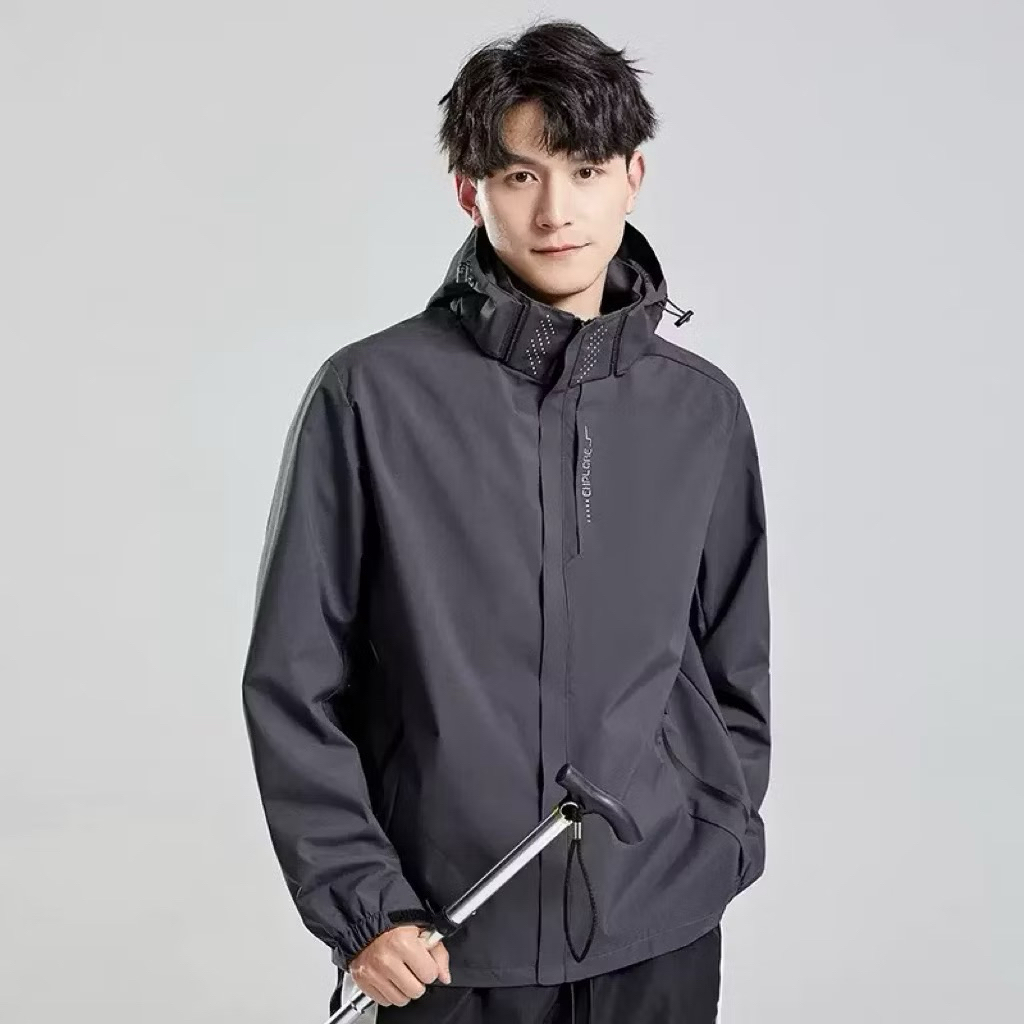 เสื้อแจ็คเก็ตผ้าร่ม กันน้ำและกันลม งานดีใส่สบาย มีฮู้ด สําหรับผู้ชาย ผู้หญิง เดินป่า ตั้งแคมป์เล่นกีฬากลางแจ้ง (กันฝน)