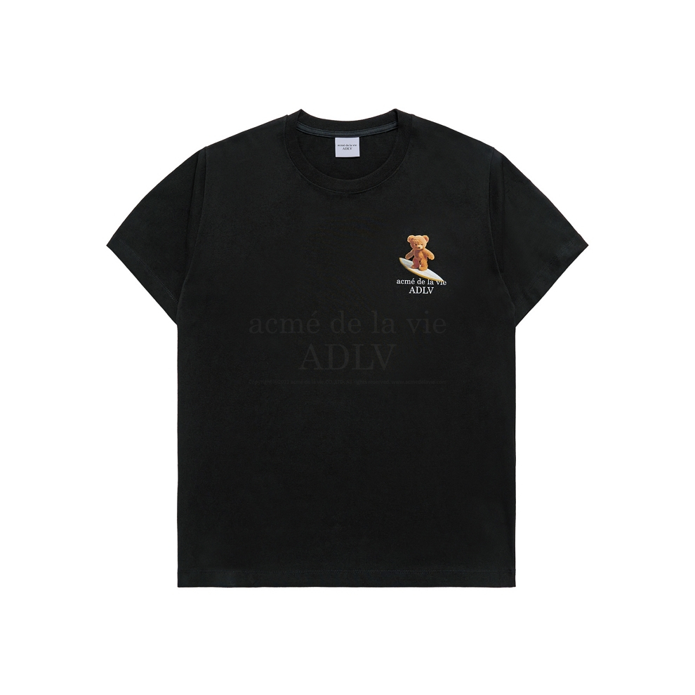 Acme de la vie ADLV Surfing Bear Short Sleeve T-Shirt (Black, Dark Mint, Cream)