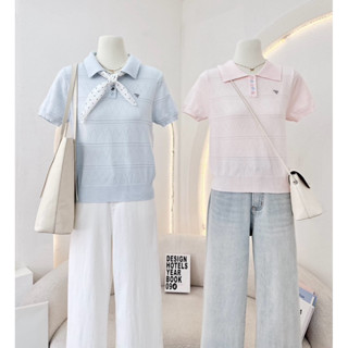 WA YA เสื้อคอปก แต่งปักกระดุม