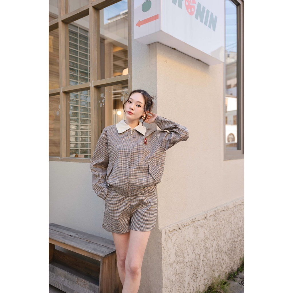 ร216 แจ็คเกทคนเก๋ ~ TD JACKET SET ~ ชุดเซทความน่ารักงานปัก🐻 ที่ปกตัดสีครีม(ผ้าลูกฟูกละมุน)