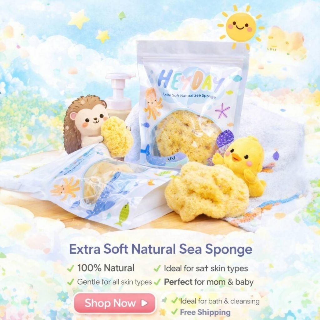 ฟองน้ำธรรมชาติแท้อาบน้ำเด็ก น​ำเข้า จากประเทศกรีซ
