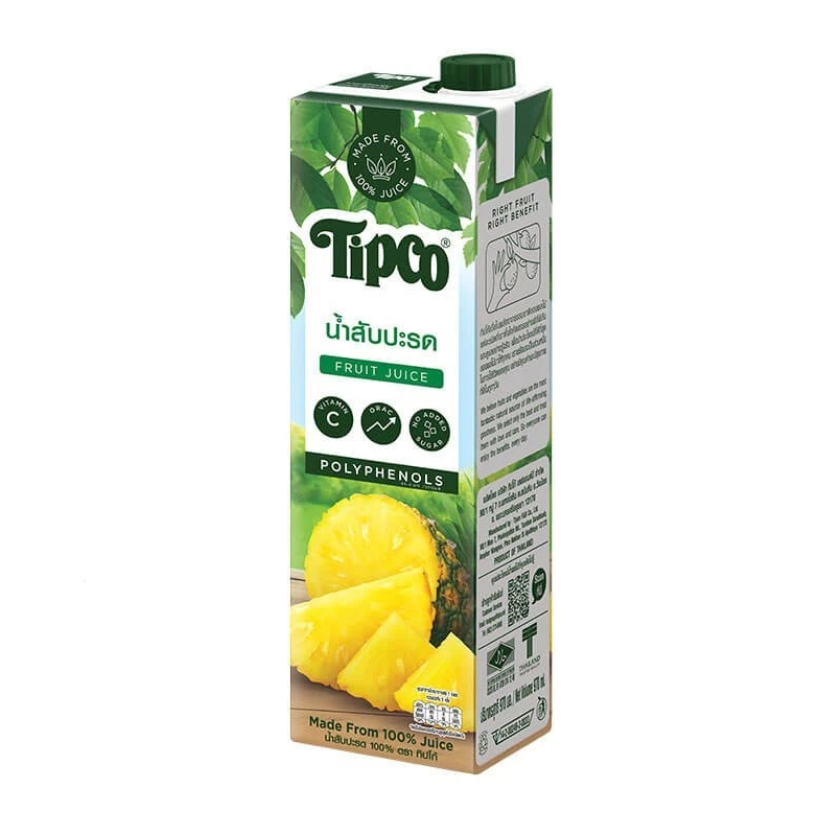 TIPCO น้ำสับปะรด Pineapple Juice 100% ขนาด 970 มล. 1 กล่อง
