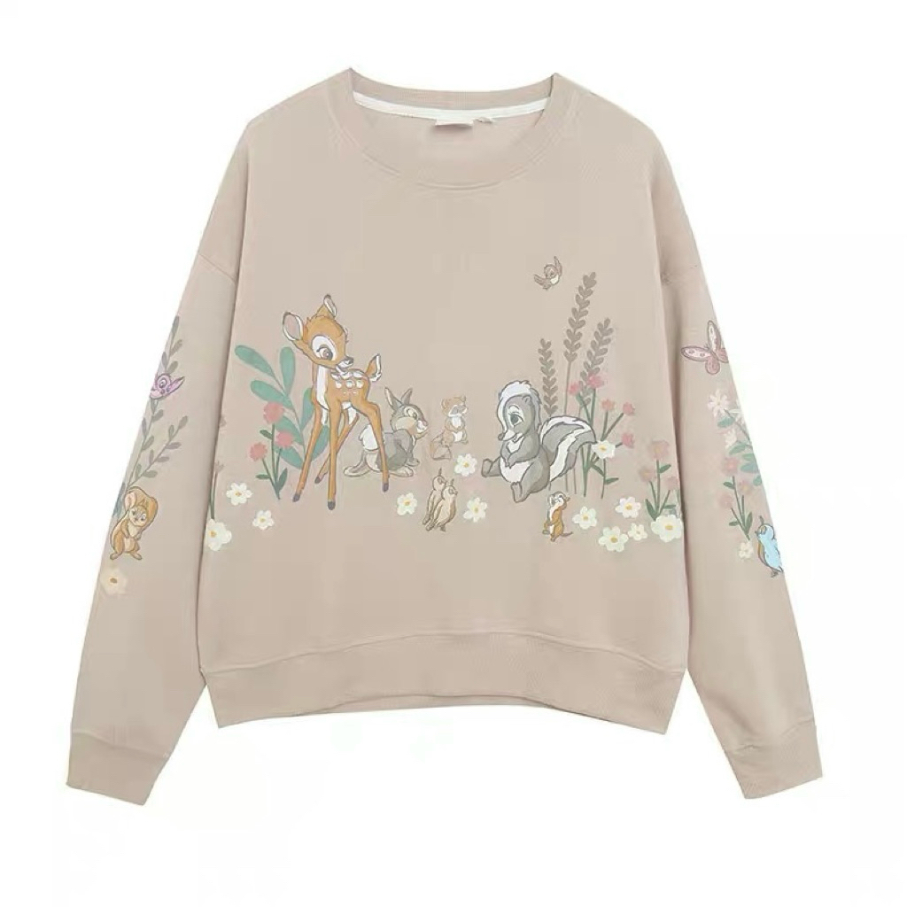 Bambi sweatshirt เสื้อสเวตเตอร์ กวางน้อย แบมบี้ Disney (TS572) สีเนื้อ