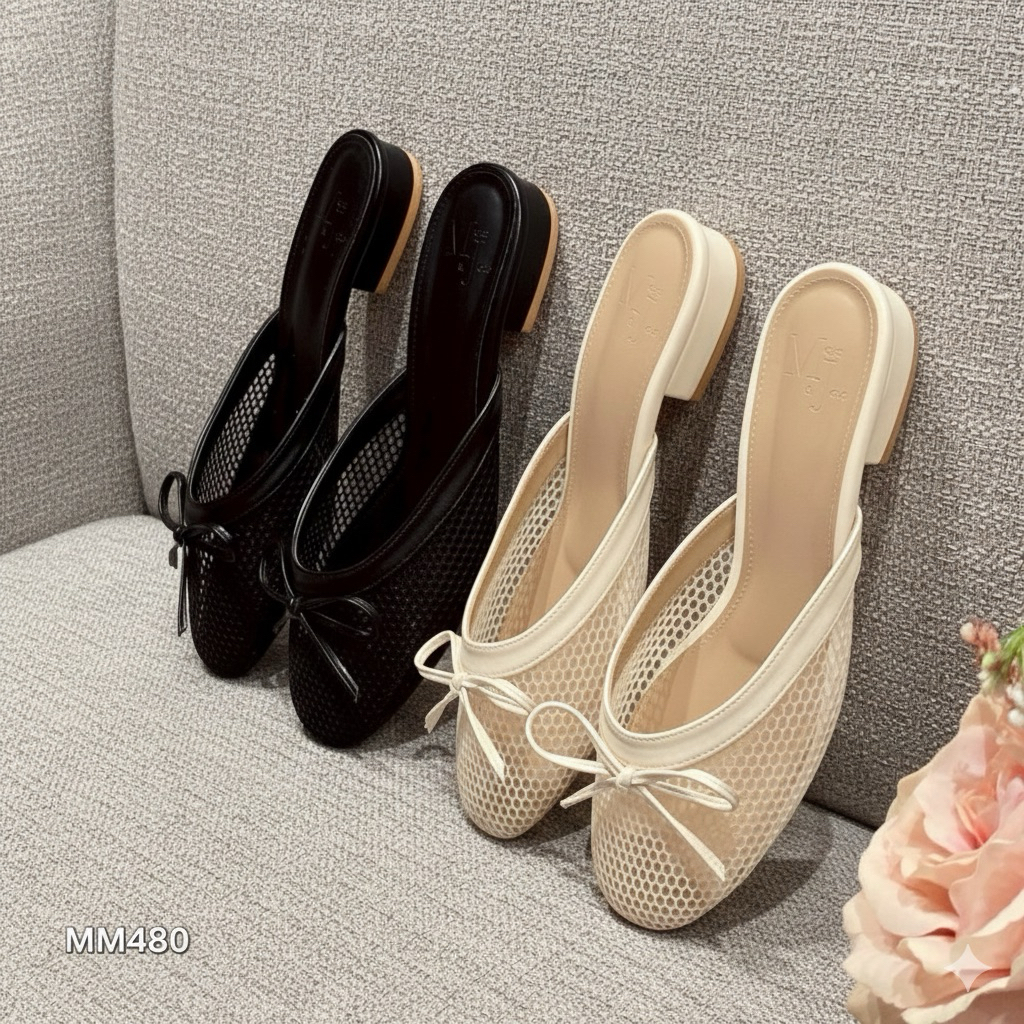 รองเท้าลำลองสวมเปิดส้นโบว์ +1ไซ จากปกติ - รูปที่ 5