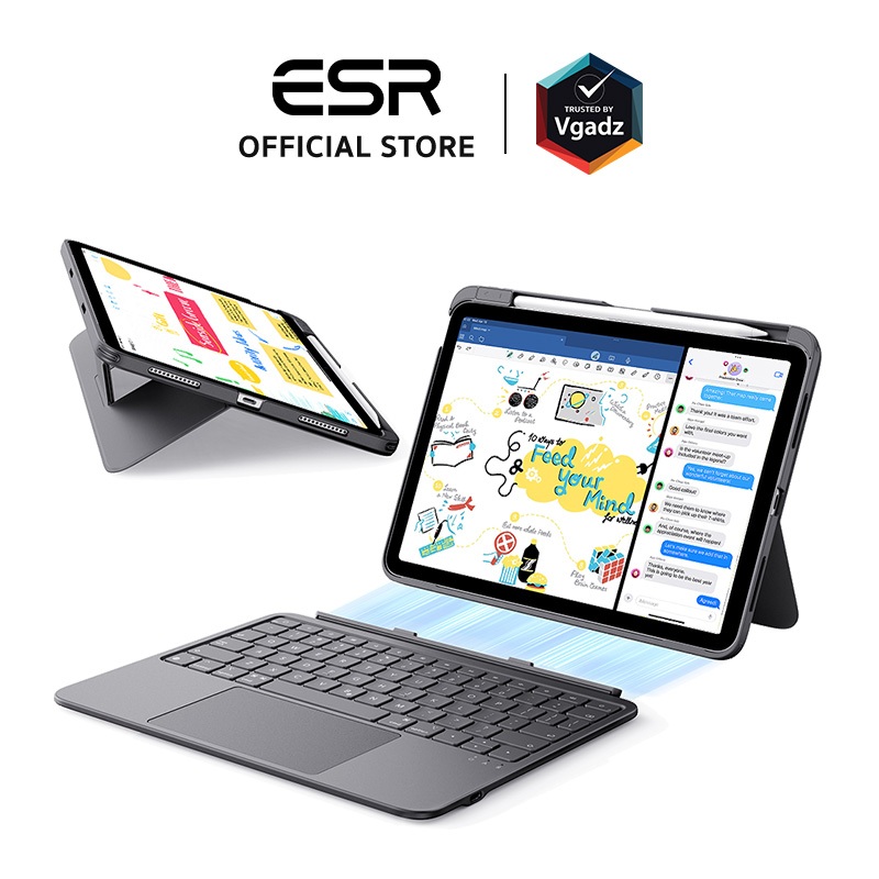 ESR เคสสำหรับ iPad Air 11" (Gen4-8) / Gen 10th 10.9" / 11" (2025/2022) รุ่น Flex Keyboard Case (Detachable)