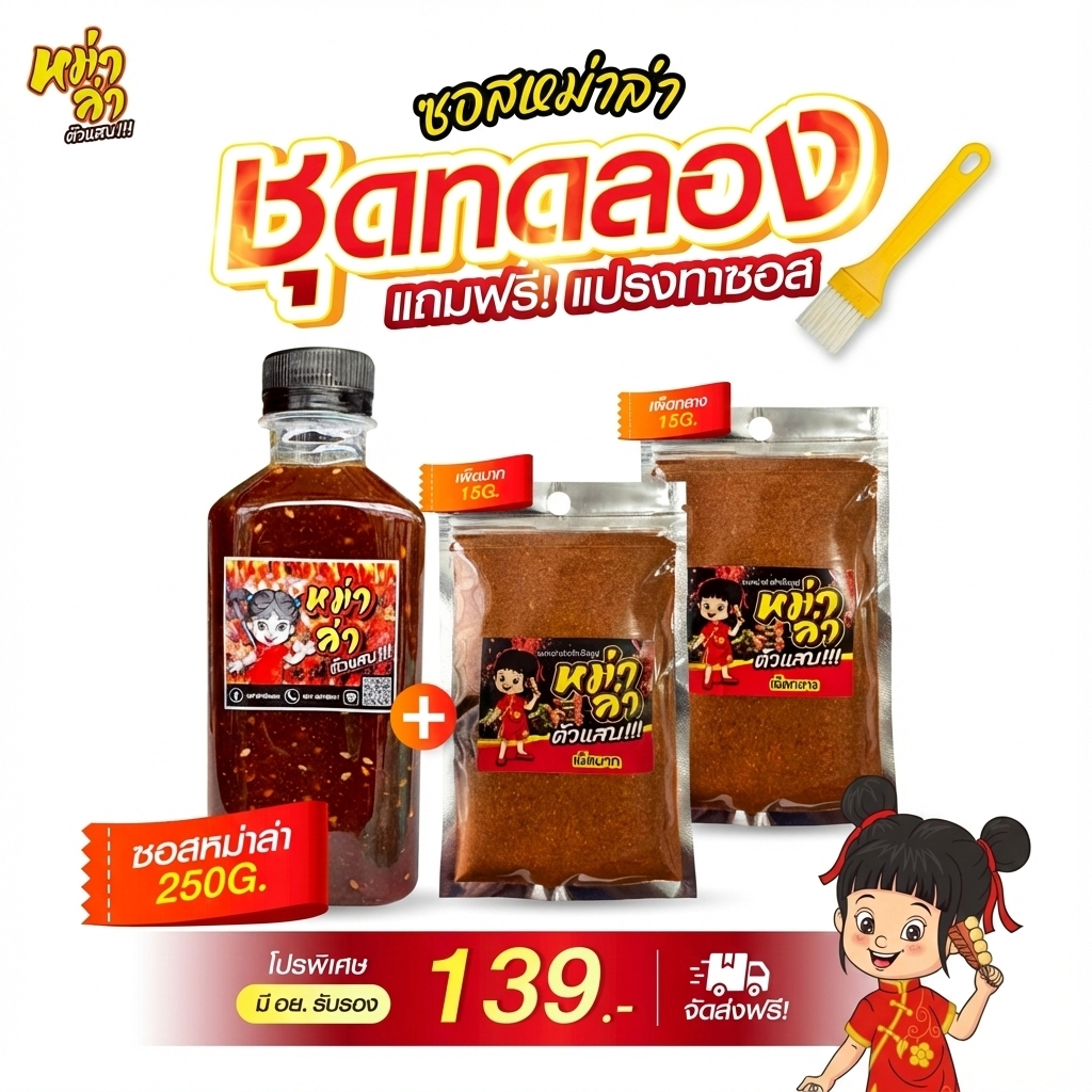 ซอสหม่าล่า ตัวแสบ (250g+ผง30g) สูตรเผ็ดชา หอมเครื่องเทศ มี อย. ซอสสำเร็จรูป ใช้ได้ทันที