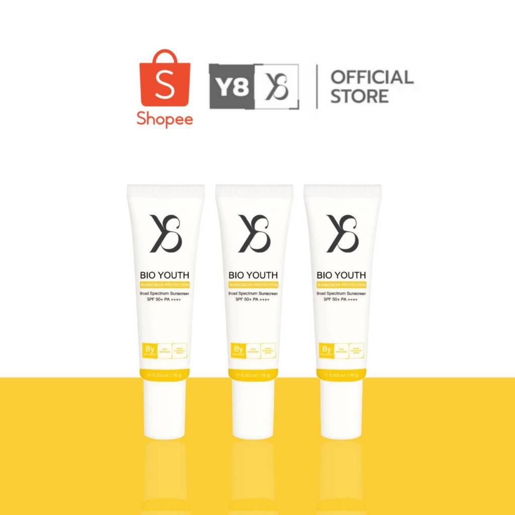 [3หลอด] Y8 Bio Youth Sunscreen Protection SPF50+ PA++++ เป็นครีมกันแดดเนื้อบางเบาแบบไฮบริด