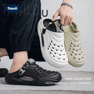 Tawii. รองเท้าแตะ ผู้ชาย กันลื่น ระบายอากาศ แผ่นรองเท้าถอดออกได้ สไตล์ลำลองกลางแจ้ง หนา 5 เซนติเมตร