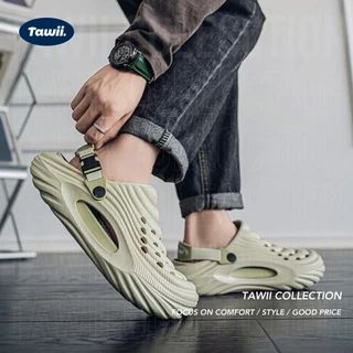 Tawii. รองเท้าแตะ ผู้ชาย กันลื่น ระบายอากาศ แผ่นรองเท้าถอดออกได้ สไตล์ลำลองกลางแจ้ง หนา 5 เซนติเมตร