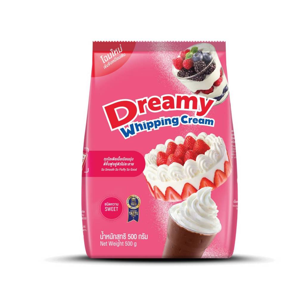 ดรีมมี่ วิปปิ้งครีม ชนิดหวาน ถุงชมพู 500กรัม Dreamy Whipping Cream Sweeten 500g. (ถุงใหม่)