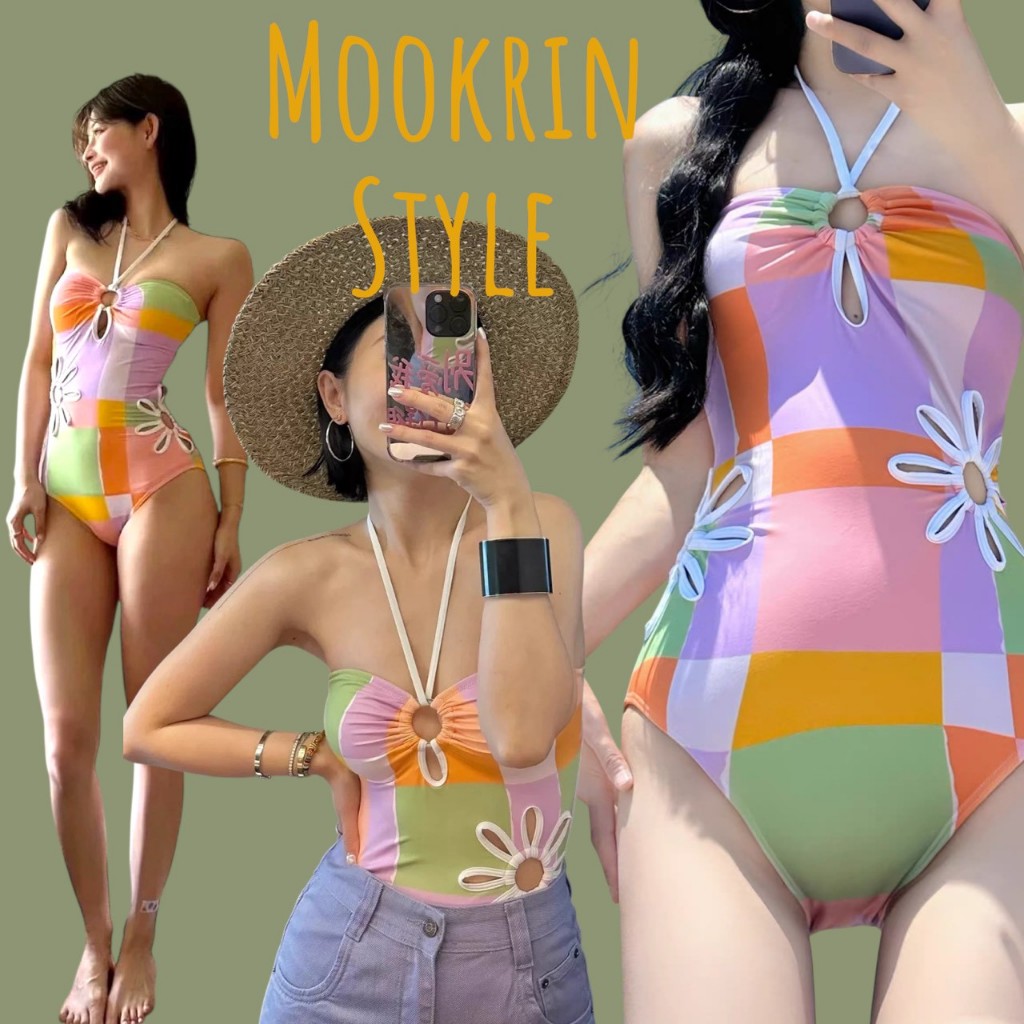 mookrinstyleพร้อมส่งทันที ชุดว่ายน้ำบอดี้สูทแบบสวมใส่