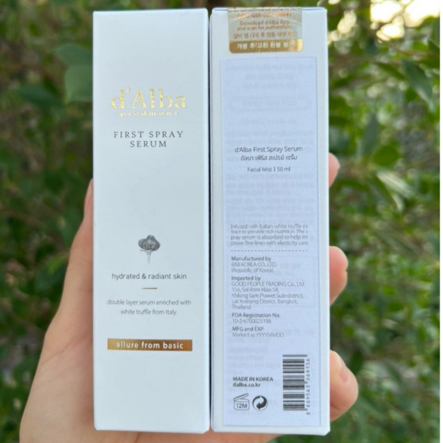 สเปรย์น้ำแร่ d’Alba piedmont First Spray Serum 50ml.
